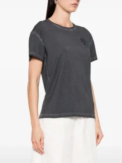 T-shirt in cotone grigio scuro con logo