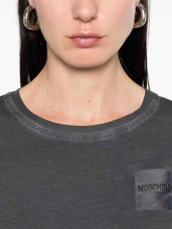 T-shirt in cotone grigio scuro con logo