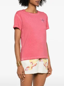 T-shirt in cotone rosso chiaro con logo