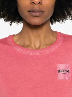 T-shirt in cotone rosso chiaro con logo