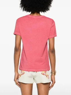 T-shirt in cotone rosso chiaro con logo
