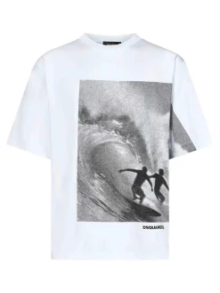 T-shirt in forma libera in maglia bianco