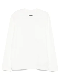 T-shirt in maglia bianco a maniche lunghe