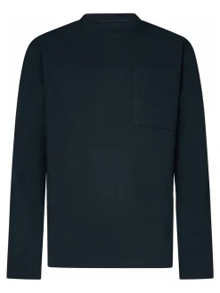 T-shirt in maglia blu a maniche lunghe