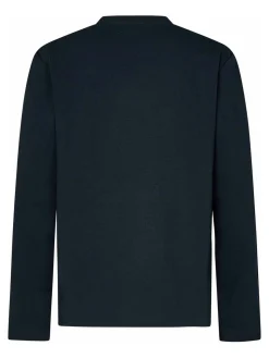 T-shirt in maglia blu a maniche lunghe