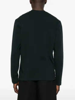 T-shirt in maglia blu a maniche lunghe