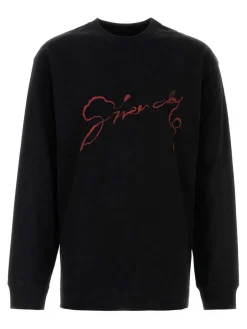 T-shirt in maglia nero a maniche lunghe