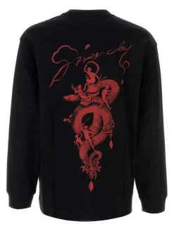 T-shirt in maglia nero a maniche lunghe