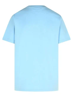 T-shirt stampa in cotone blu Chambray