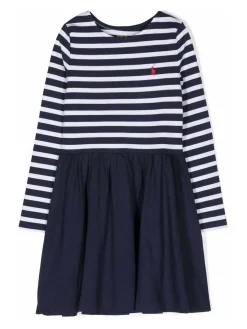 Vestito con logo frontale con stampa a righe
