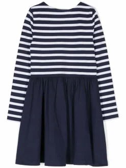 Vestito con logo frontale con stampa a righe