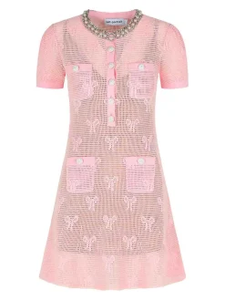 Vestito di miscela di cotone rosa con prua
