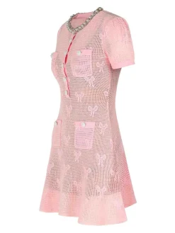 Vestito di miscela di cotone rosa con prua