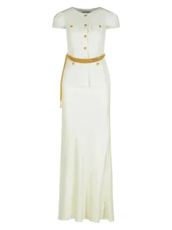Vestito in poliestere in taffeta crema
