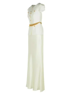 Vestito in poliestere in taffeta crema
