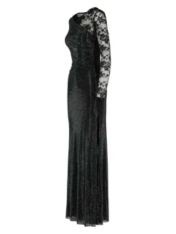 Vestito in poliestere nero di strass