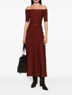 Vestito maxi a pieghe a maglia Kurt