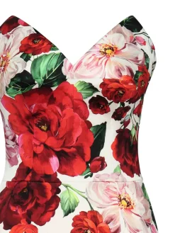 Vestito midi bustier con stampa floreale