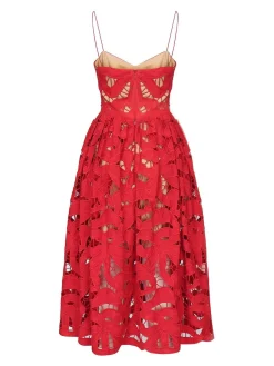 Vestito midi ricamato con arco