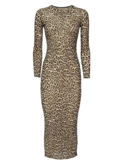 Vestito midi stampato leopardo