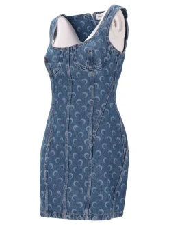 Vestito bustier in denim laser luna