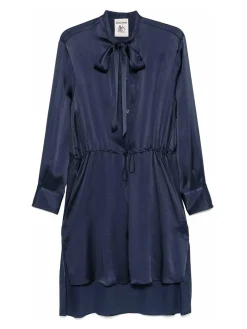 Vestito corto blu in seta