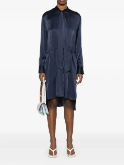 Vestito corto blu in seta