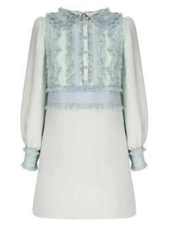 Vestito corto ricamato in crepe couture