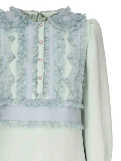 Vestito corto ricamato in crepe couture