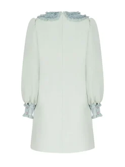 Vestito corto ricamato in crepe couture