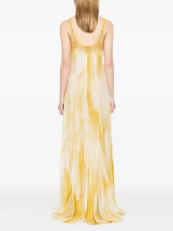 Vestito lungo in bianco e giallo