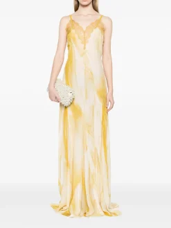 Vestito lungo in bianco e giallo