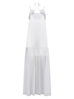 Vestito lungo in raso bianco