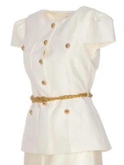 Vestito maxi cintura a catena bianca