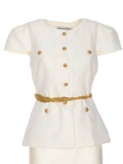 Vestito maxi cintura a catena bianca