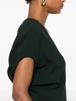 Vestito midi verde a V scuro