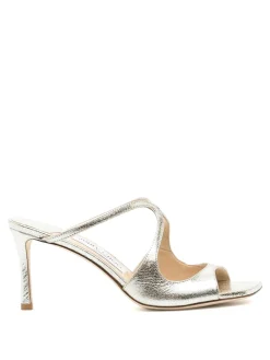 Zoccoli In Pelle Champagne Con Glitter